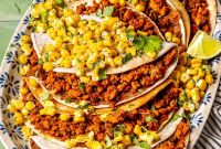Crispy Baked Chicken Tacos with Dairy-Free Mexican Street Corn