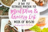 Meal Plan and Grocery List: Week of Oct 5 – 21 Day Fix + WW