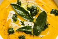 Creamy Roasted Pumpkin Soup with Basil Pesto Recipe