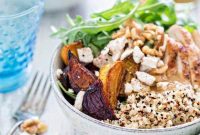 Walnut-Sherry Quinoa Bowl with Chicken, Beets and Arugula