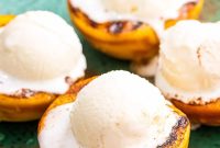 Grilled Peaches with Honey and Vanilla Ice Cream