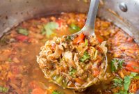 Low Carb Chicken Taco Soup with Avocado and Lime