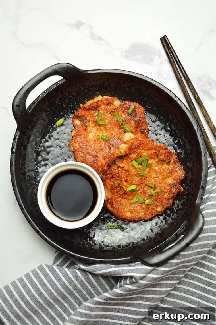 Crispy Tuna Kimchi Pancakes with Tangy Soy Dipping Sauce 2 tuna kimchi pancakes