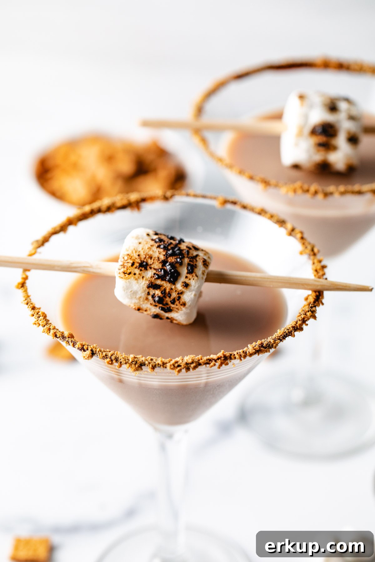 S'mores cocktail with hot fudge rim.