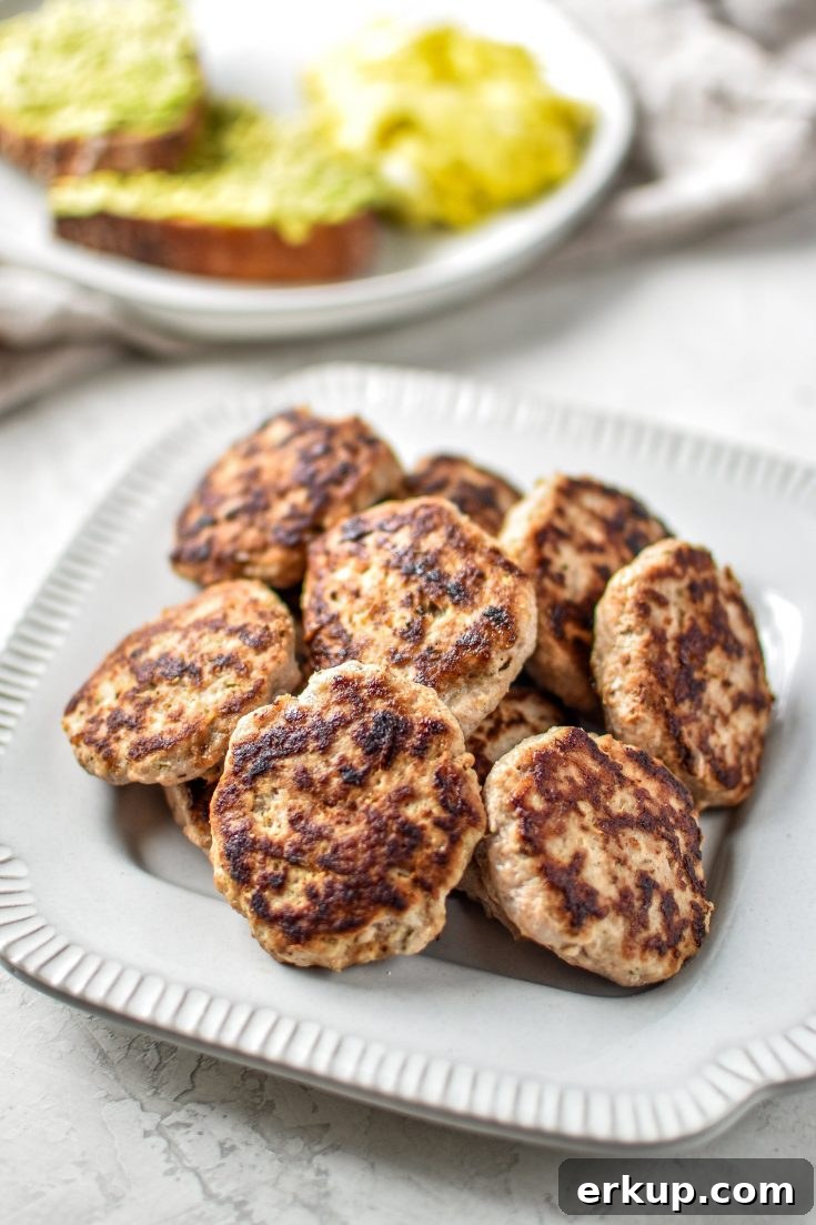 A plate of turkey breakfast sausage patties.
