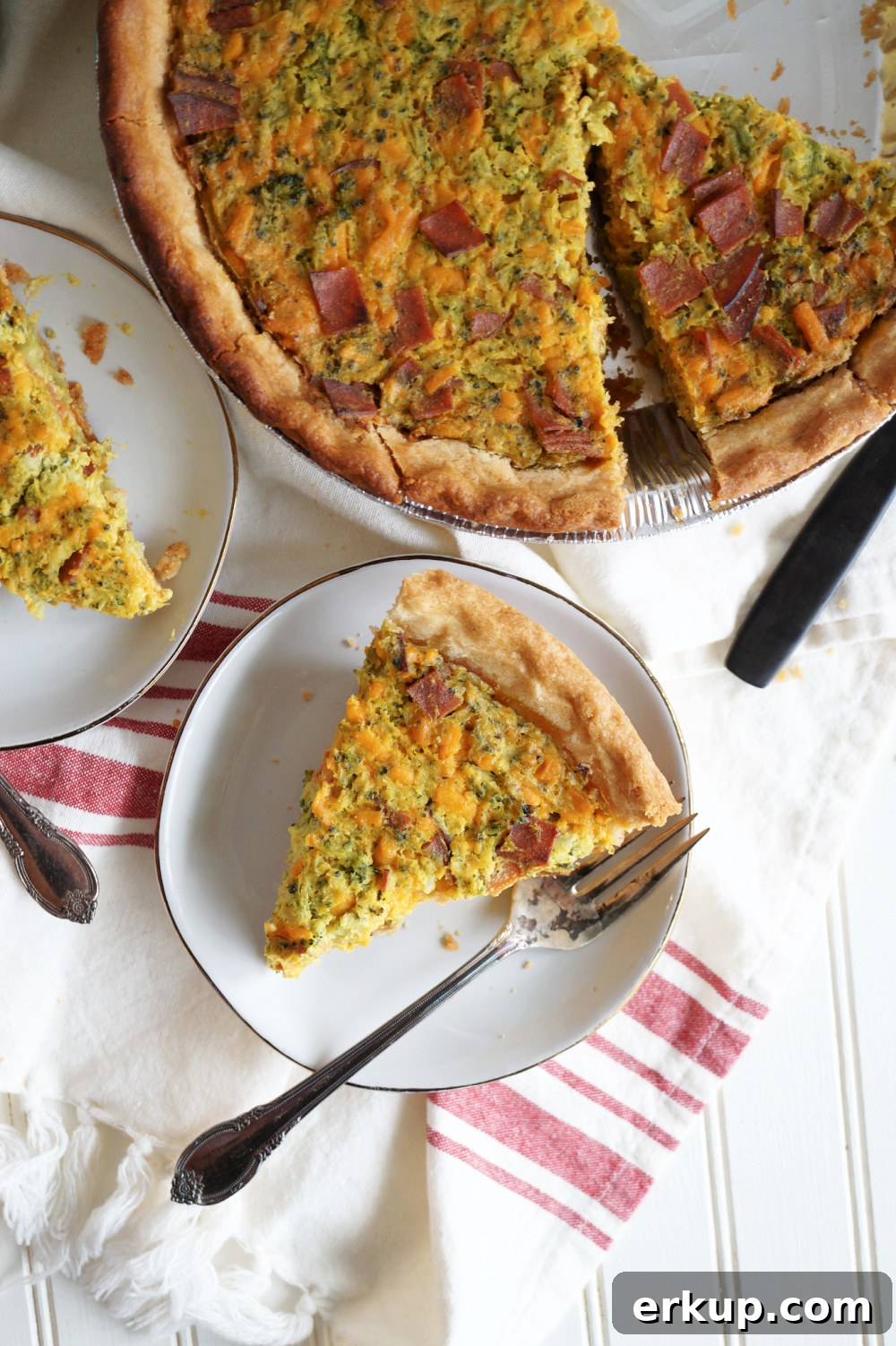 overhead slice of quiche