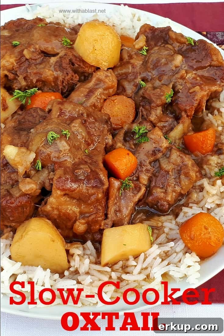 This Oxtail cooked in the Slow-Cooker turns out so tender and fall-off-bone - with a delicious rich sauce
