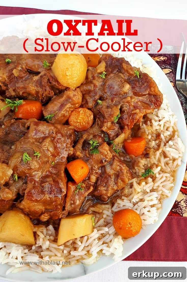 This Oxtail cooked in the Slow-Cooker turns out so tender and fall-off-bone - with a delicious rich sauce