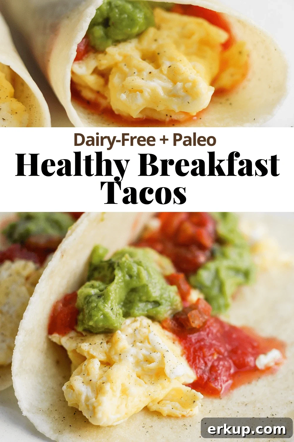 High-Protein Breakfast Tacos with Eggs and Avocado 7 Pinterest image for breakfast tacos.