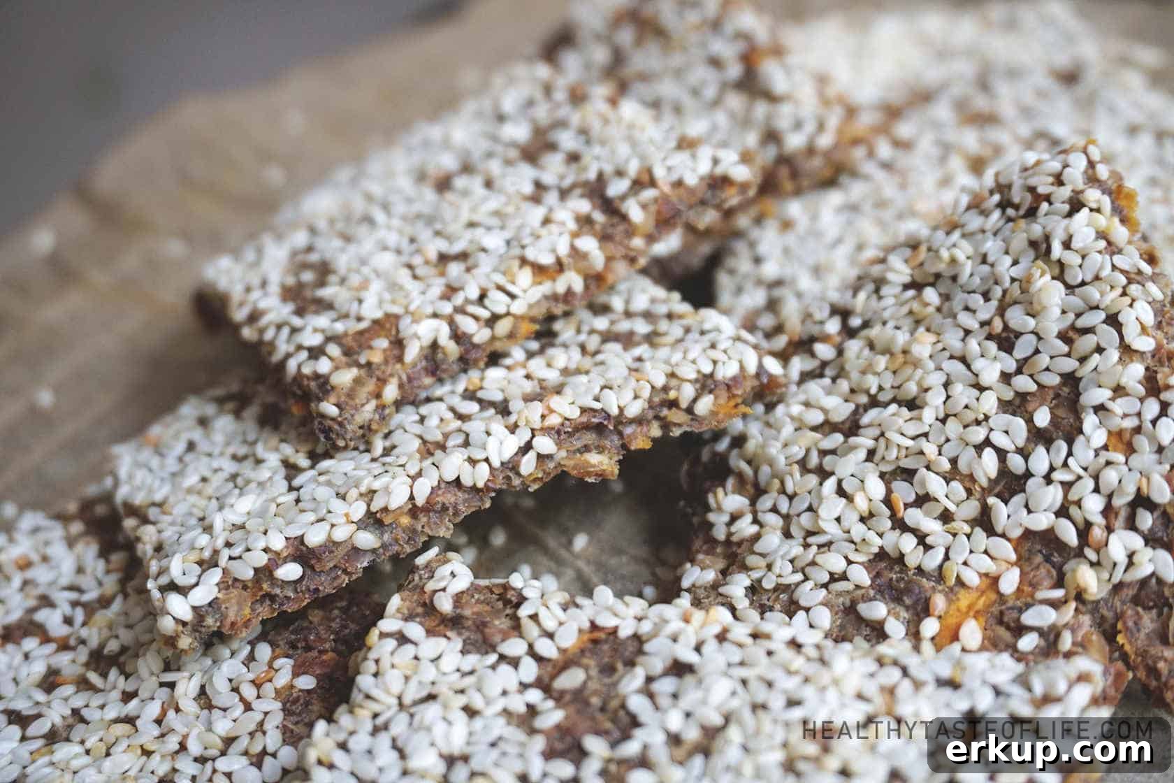 Buckwheat crackers with sesame seeds and sweet potatoes