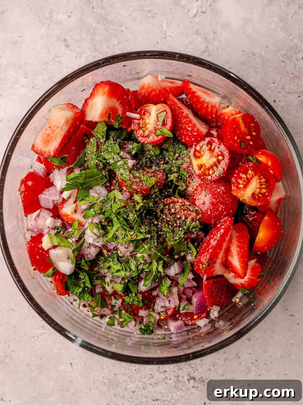 Salad ingredients in a bowl.