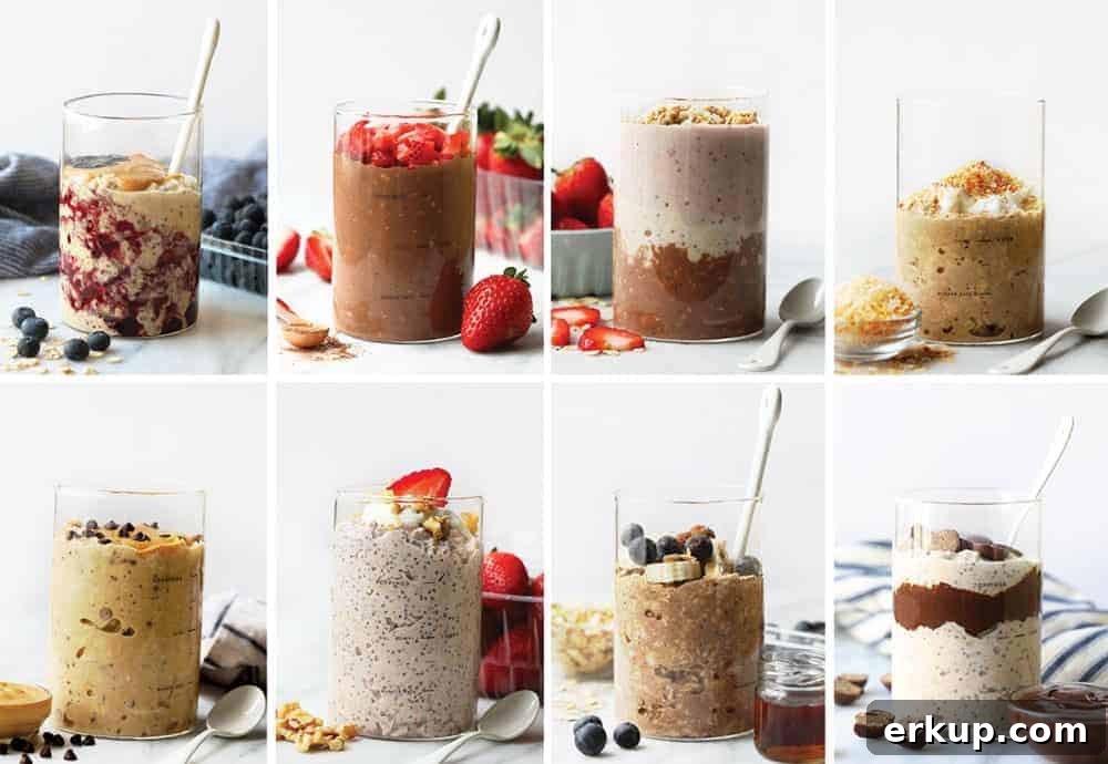 Assorted jars of overnight oats