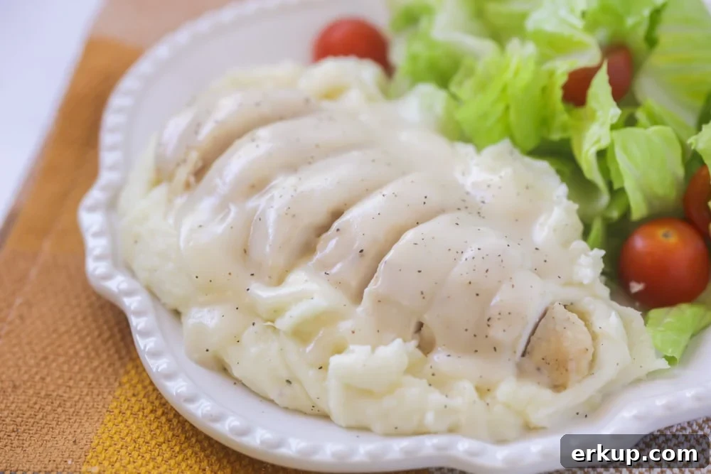 Chicken gravy on chicken breast
