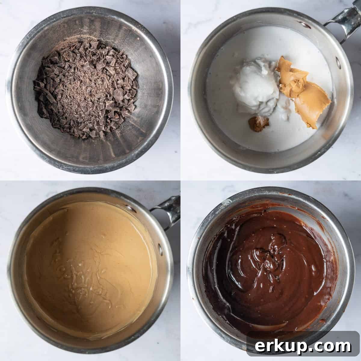 Step 4 - a four image collage of making the ganache.