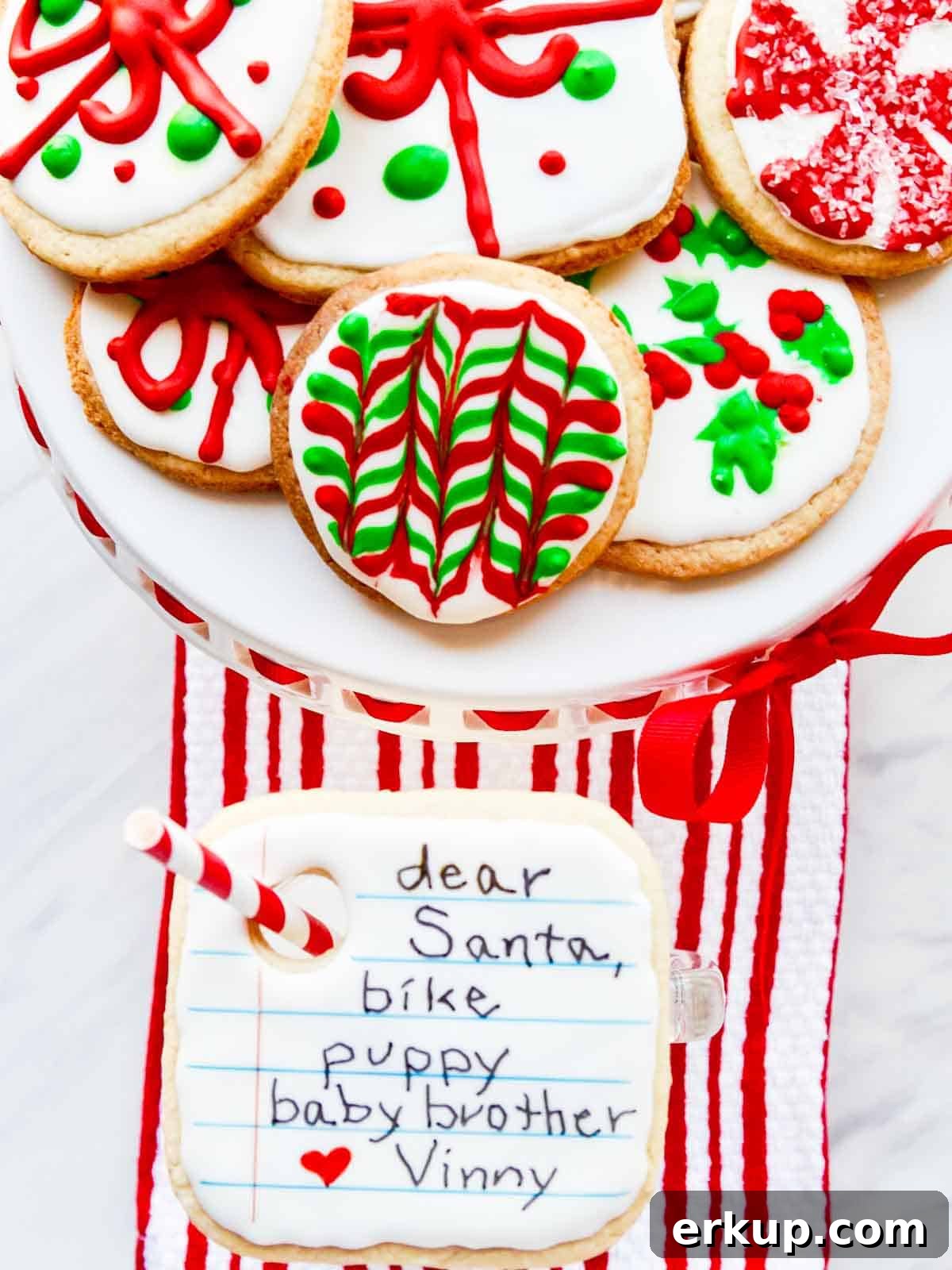 Christmas cookie on a milk glass