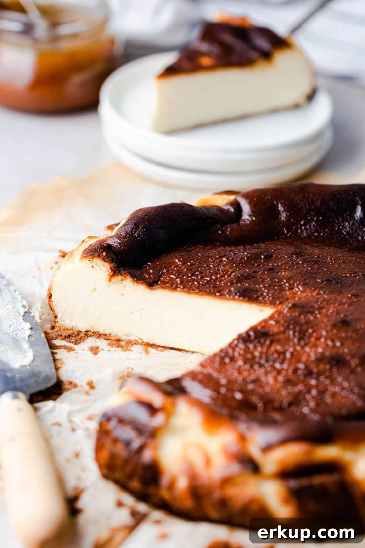 side angle shot revealing the creamy texture of cheesecake