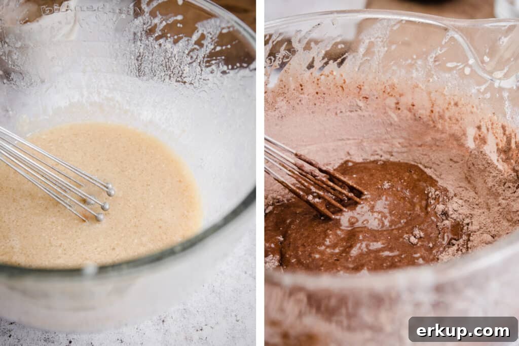 Moist Gluten-Free Chocolate Cake Recipe 9 2 images of mixing cake batter for fudge cake