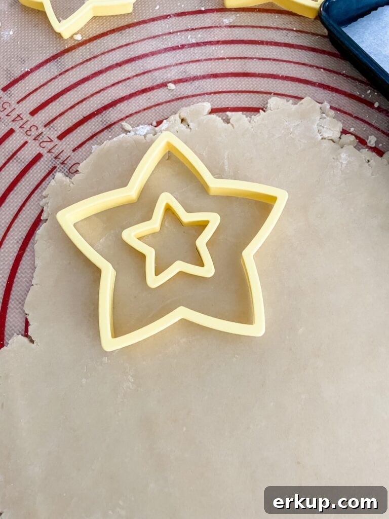 Stained Glass Cutout Sugar Cookies Recipe for Cookie Exchanges 5 The placement of the two star cookie cutters on the dough