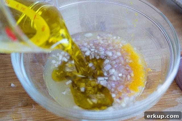 Adding Olive Oil to Shallot and Lemon