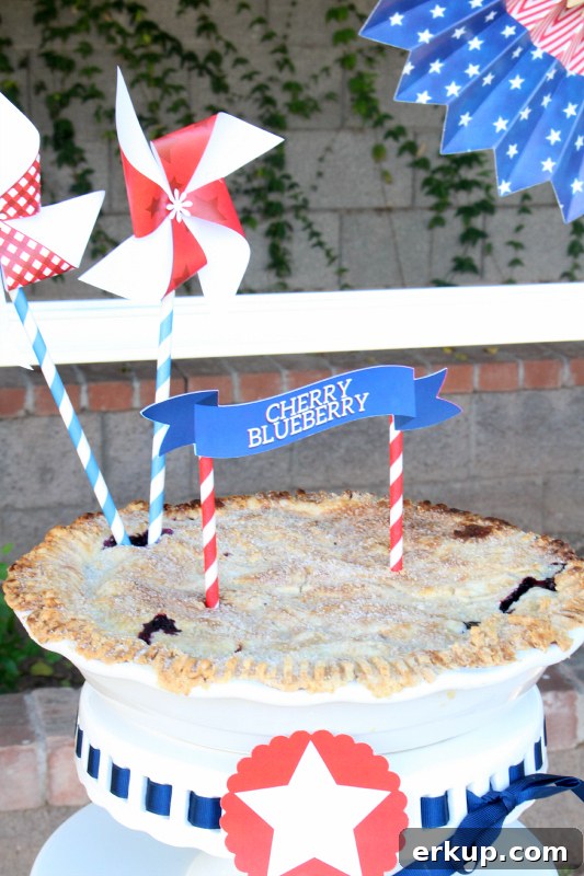 Cherry Blueberry Pie on a plate