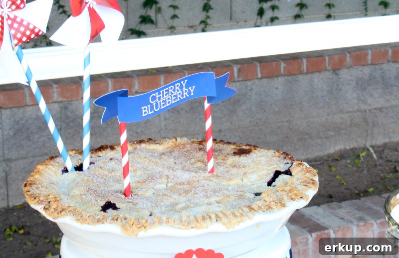 Whole cherry blueberry pie