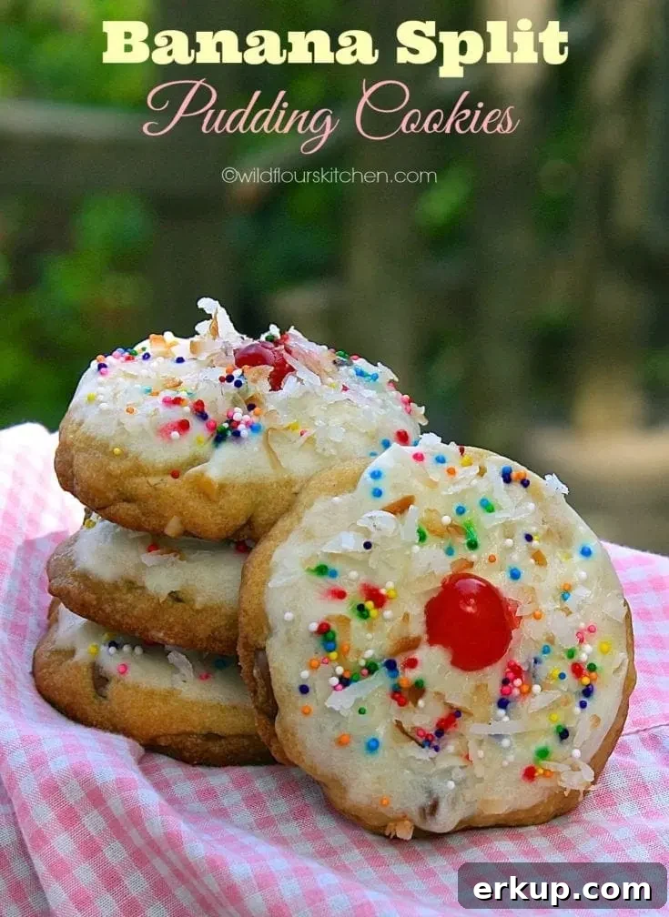 Soft & Chewy Banana Split Pudding Cookies
