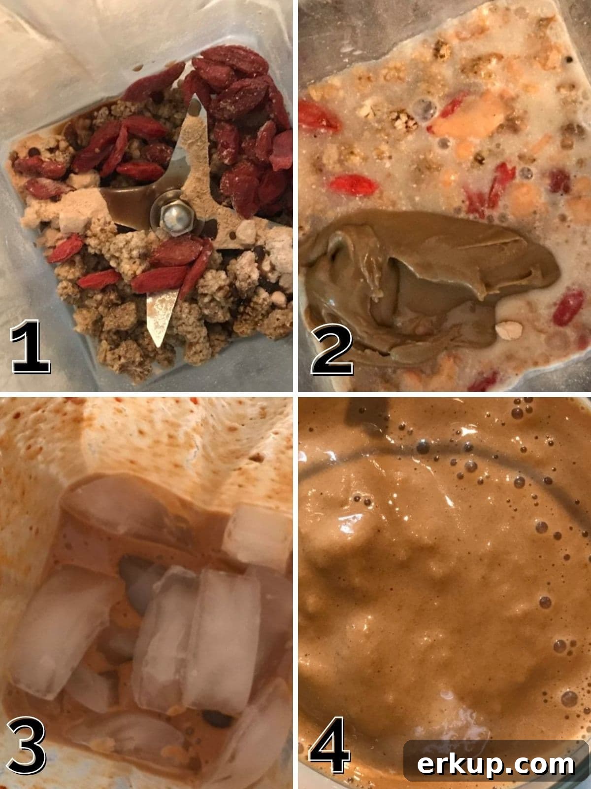Creamy Sunflower Seed Butter and Maca Smoothie Recipe 4 Blending maca powder, ice, and milk in a high speed blender till smooth.
