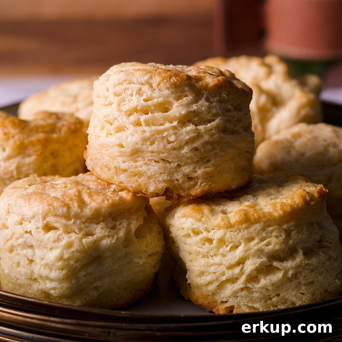 A plate of homemade buttermilk biscuits.