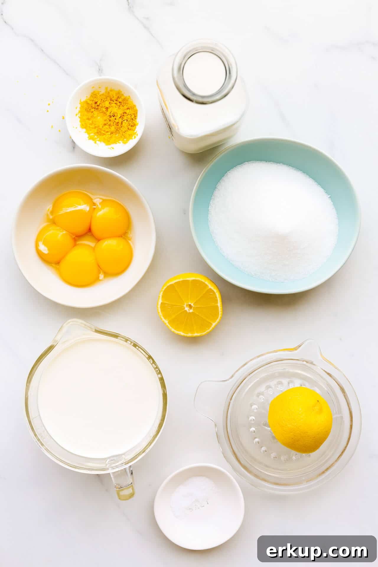 Ingredients for lemon custard ice cream measured out