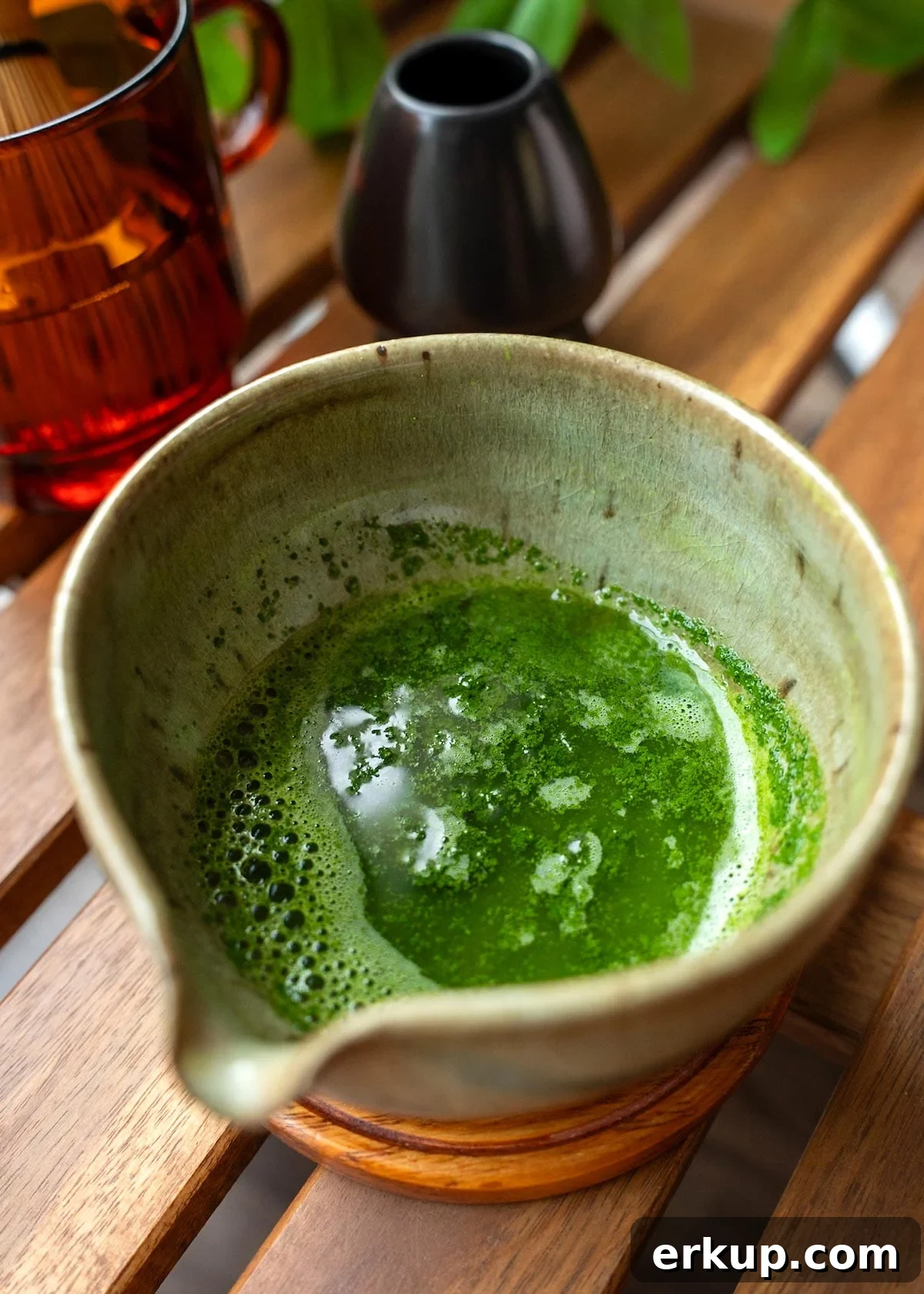 hot water added to sifted matcha