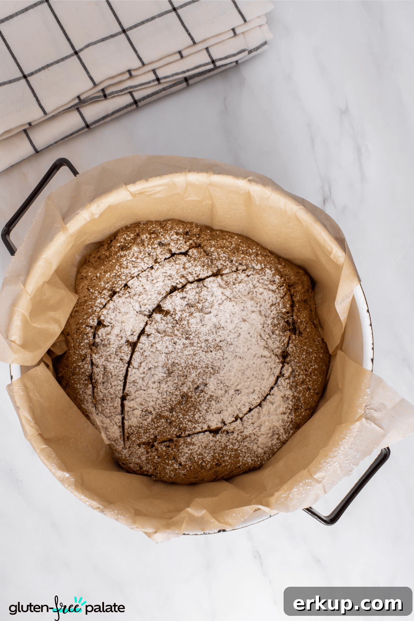 Gluten-Free Rye Bread in a Dutch oven.