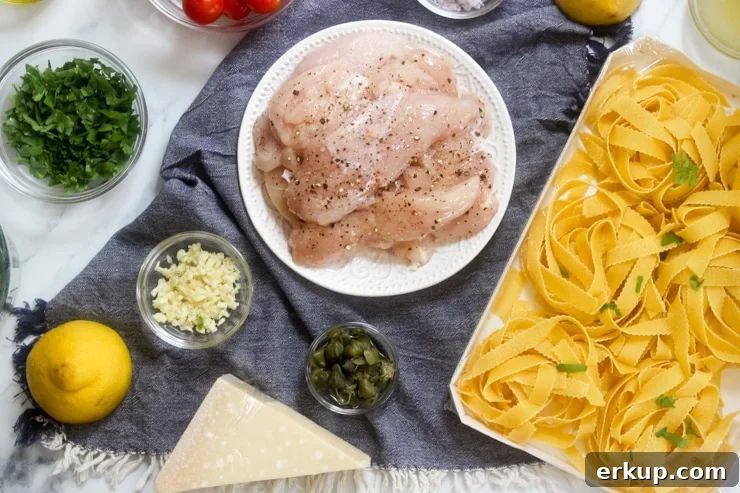 ingredients for chicken piccata pasta