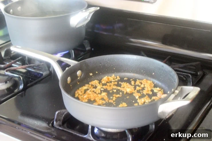 pan roasting garlic and shallots