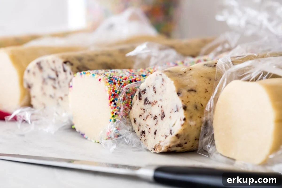 How to Make Classic Icebox Cookies 4 Multiple logs of icebox cookie dough with various mix-ins