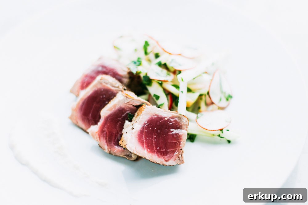 Seared Tuna + Kohlrabi Slaw and Ginger-Lime Aioli