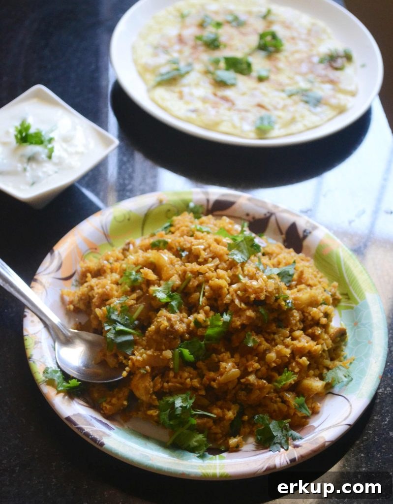 Cauliflower rice and mushroom pulao