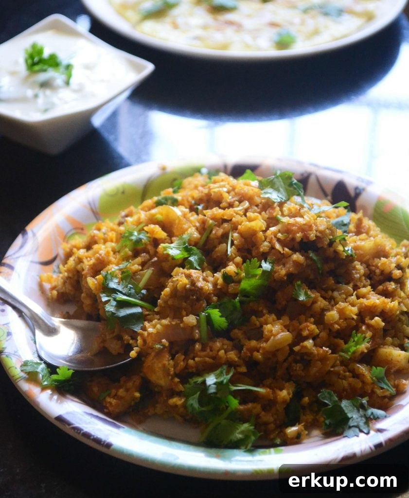 Paleo mushroom pulao close-up