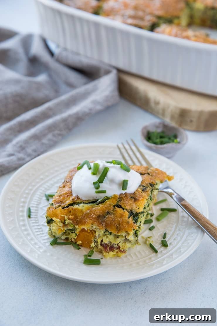 Butternut Squash & Bacon Breakfast Casserole slice