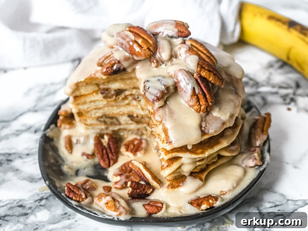 angled view of banana pancakes