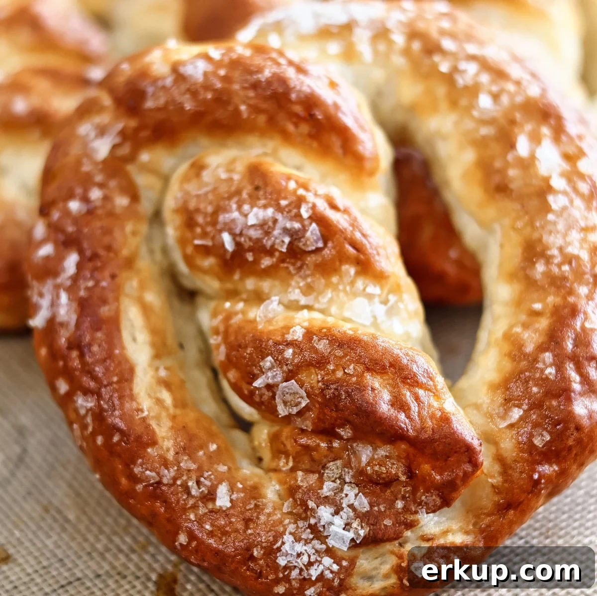 large gluten free auntie anne's pretzel up close.