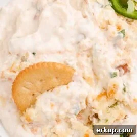 Creamy Christmas Sugar Cookie Dip Recipe for Holiday Parties 8 close up overhead shot of a bowl of Jalapeno Popper Dip
