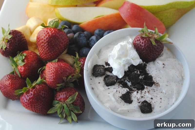 9 Sweet and Savory Low-Calorie Dip Recipes for Snacking 10 healthy cookies and cream fruit dip wide A