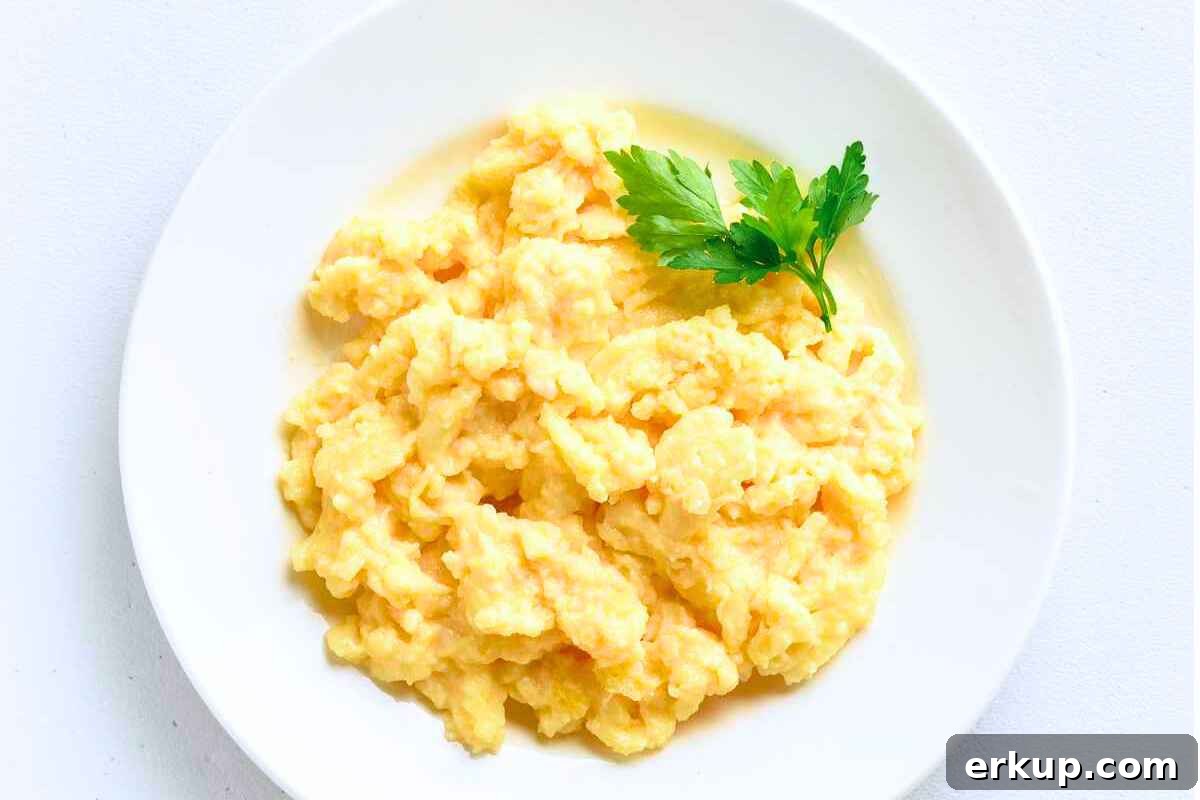 a plate of scrambled eggs