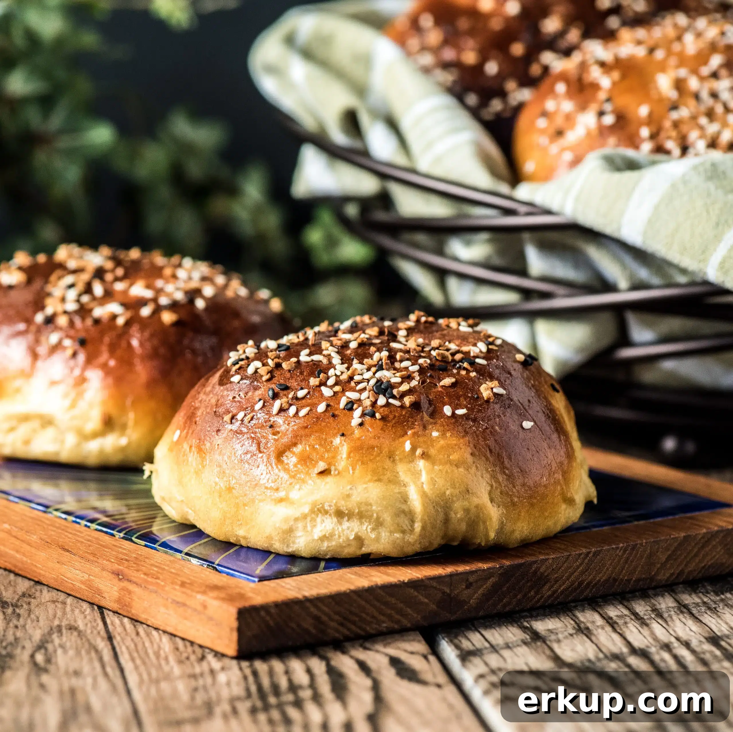 Homemade Yeast Burger Buns: Soft, Fluffy 2 Yeast burger buns cooling on a rack