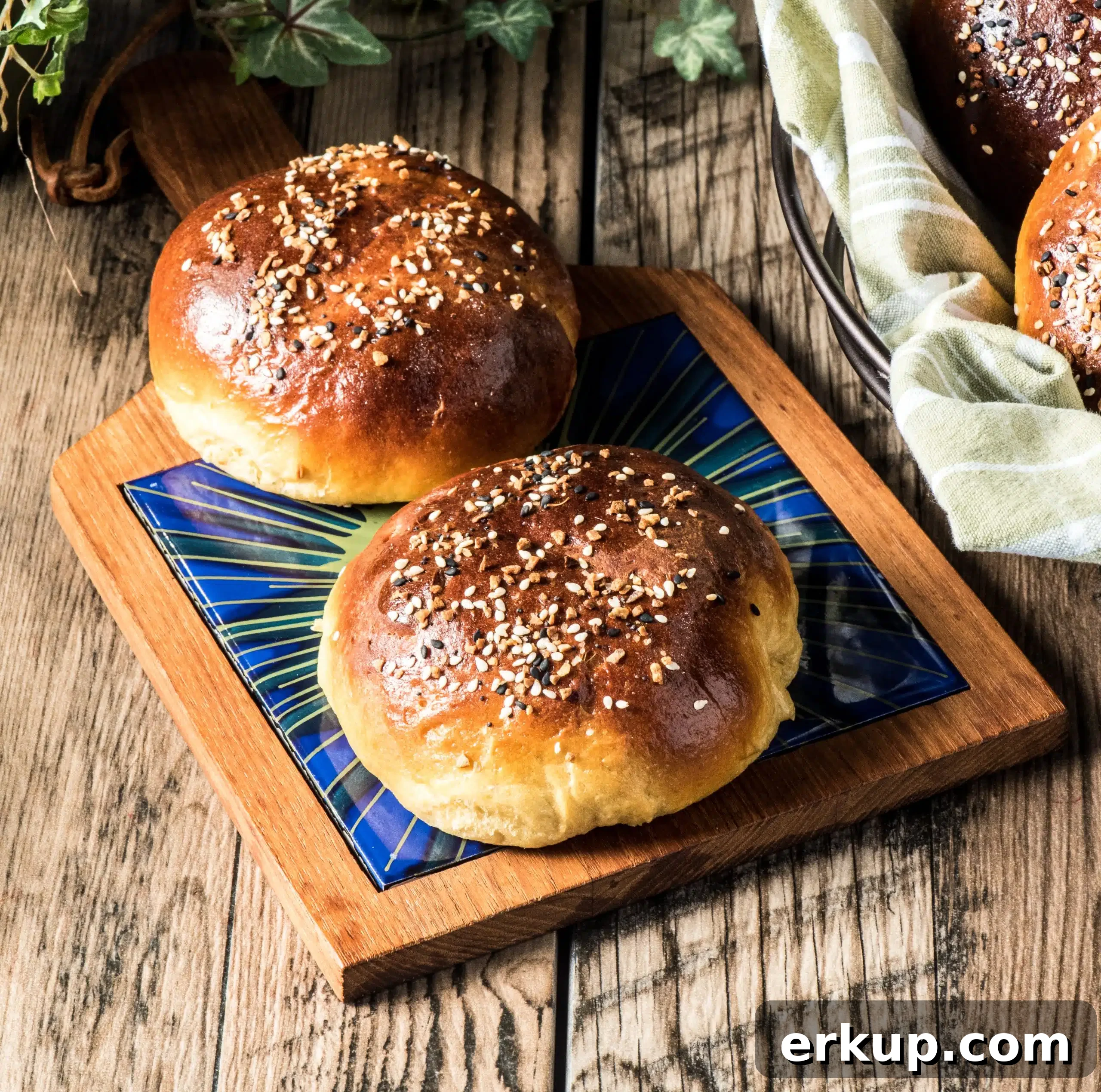 Homemade Yeast Burger Buns: Soft, Fluffy 3 Buns ready for sandwiches