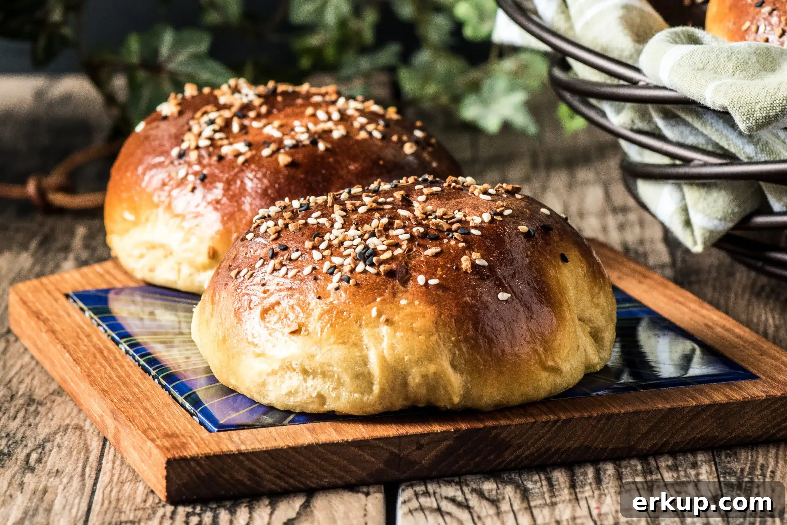 Homemade Yeast Burger Buns: Soft, Fluffy 4 Ingredients on a counter