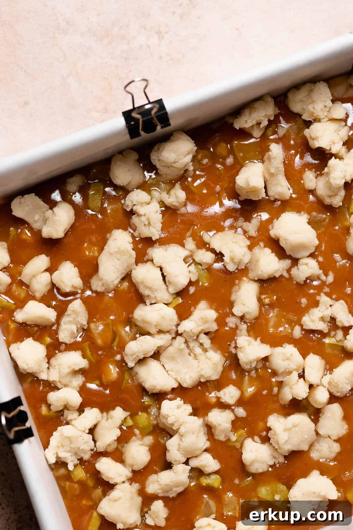 Apple caramel bars before baking.