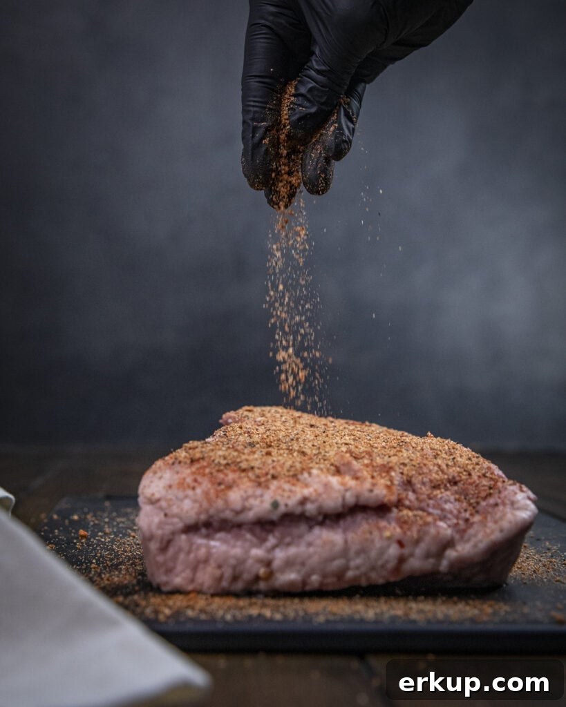 Seasoning a corned beef brisket 