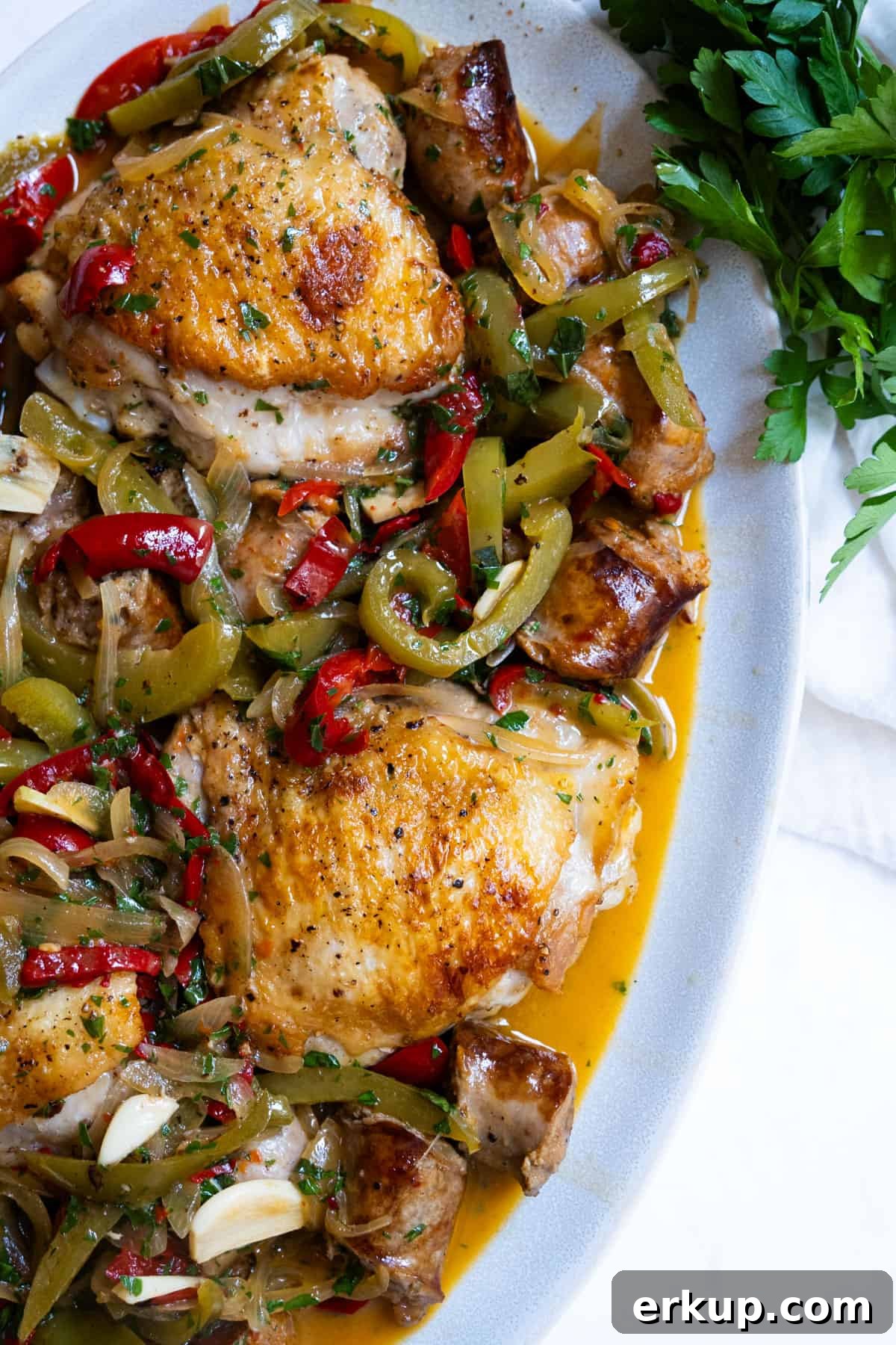 chicken scarpariello finished in dish