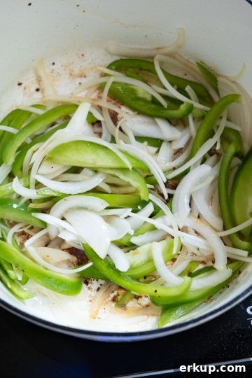 sauteing onions and peppers